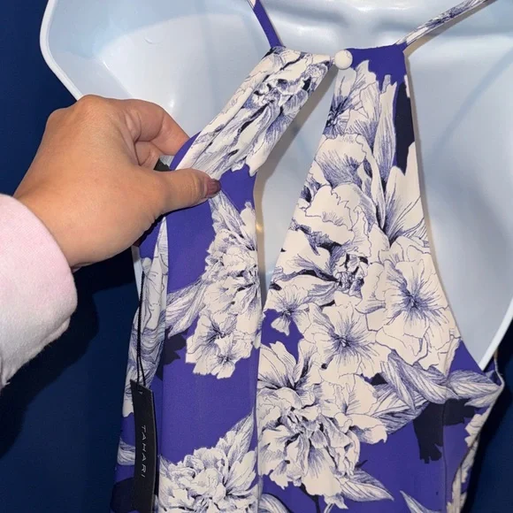 Tahari- NWT Purple Floral Maxi Dress with White Blooms Size Medium - Picture 12 of 13
